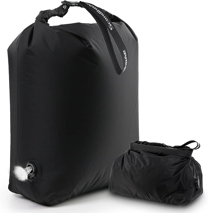 Travel Compression Laundry Bag, Pump-Free Vacuum Space Saver Bag for Dirty Clothes, Reusable Waterproof Wet Dry Bag, Travel Laundry Bag for Luggage, Packing, Suitcase (1 Pcs)（Black, M)