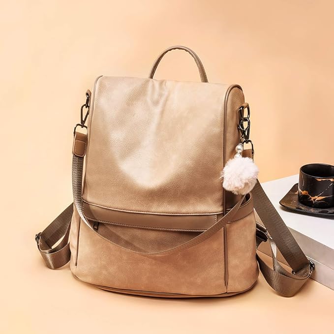 CHERUTY Women Backpack Purse PU Leather Anti-theft Casual Shoulder Bag Fashion Ladies Satchel Bags
