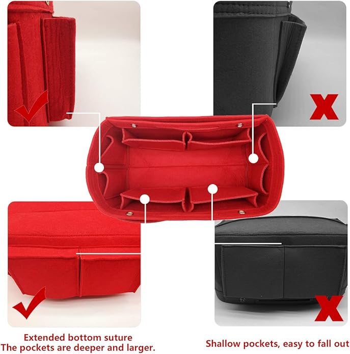 LEXSION Felt Purse Organizer Insert - Multi Pocket Bag in Bag Organizer Shaper