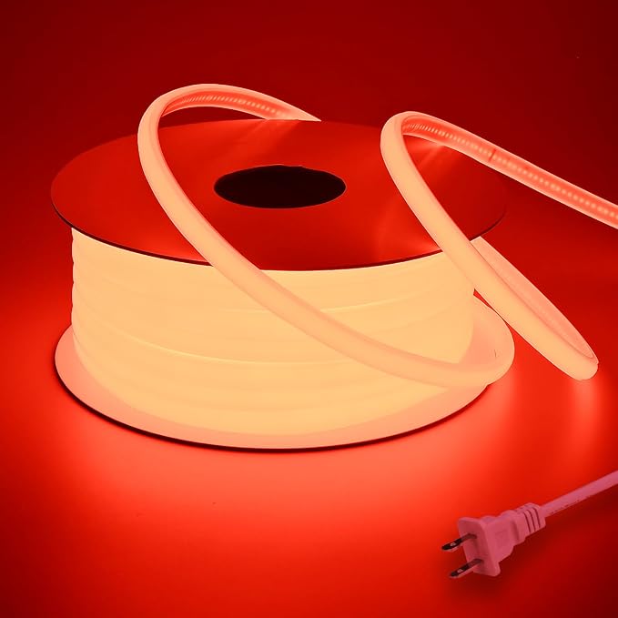 BENLUN AC 110V Outdoor COB LED Strip Lights Waterproof 65.6ft 200W | Red LED Rope Light Super Bright IP65 Flexible Cuttable for Bedroom Garden Commercial House Gaming Room Decor