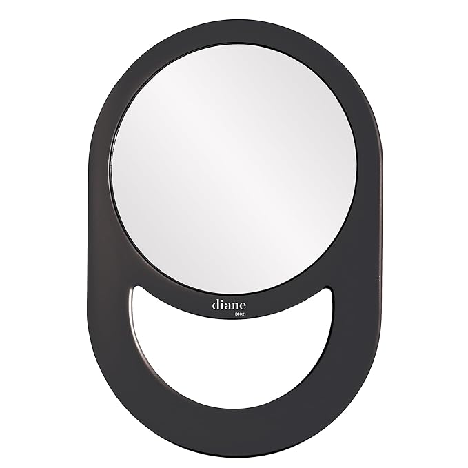 Diane Professional Quality Hand Mirror, Single Sided Hand Held Mirror, Lightweight Portable Mirror with Handle, Ideal for Makeup, Shaving, & Everyday Beauty, Compact Size for Travel – 7.5" Diameter