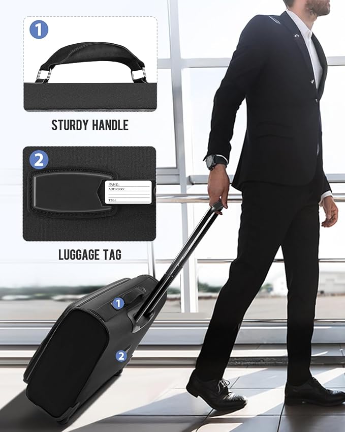 MATEIN Rolling Garment Bag with 2 Packing Cubes, Large Check-in Travel Garment Bags with 17.3 Inch Laptop Compartment, Wrinkle Free Wheeled Business Softside Suitcase Luggage for Men and Women, Black