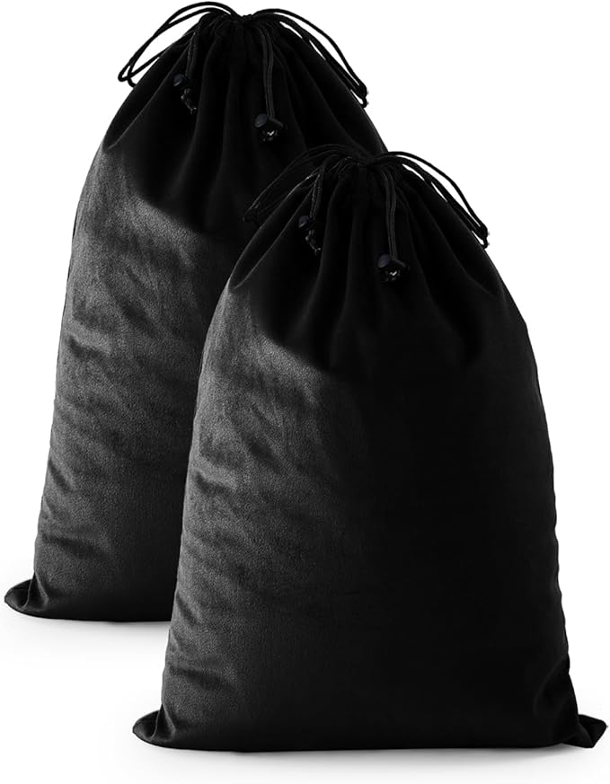 FantasyLife Shoe Bags for Travel, 17.3"x12.6" Washable Dust Bags for Storage & Packing, Flannel Shoe Pouch with Drawstring Closure for Purses, Handbags, Shoes & Toys (2, Black Beauty)
