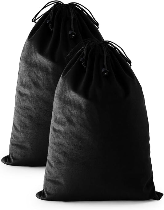 FantasyLife Shoe Bags for Travel, 17.3"x12.6" Washable Dust Bags for Storage & Packing, Flannel Shoe Pouch with Drawstring Closure for Purses, Handbags, Shoes & Toys (2, Black Beauty)
