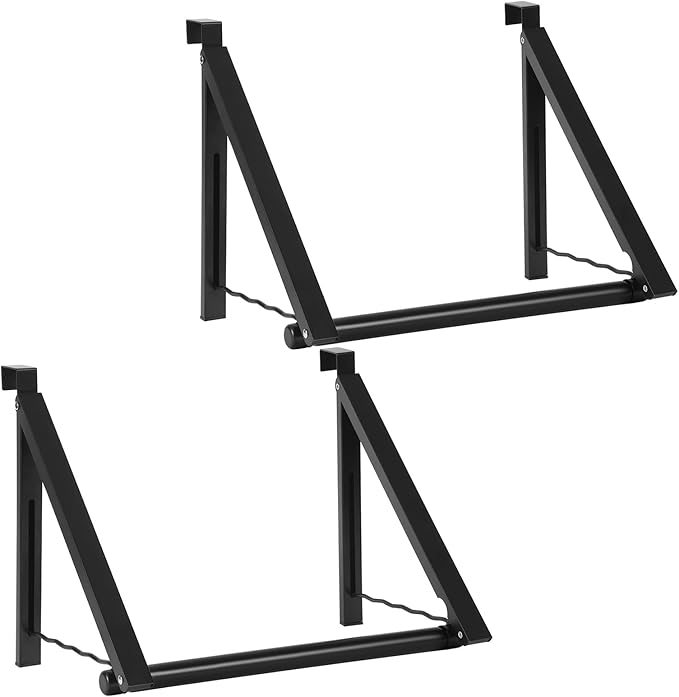 Optish Foldable Over The Door Clothes Hanger, Space Saving Small Clothes Rack Door Hangers for Clothing, 2Pack, Black