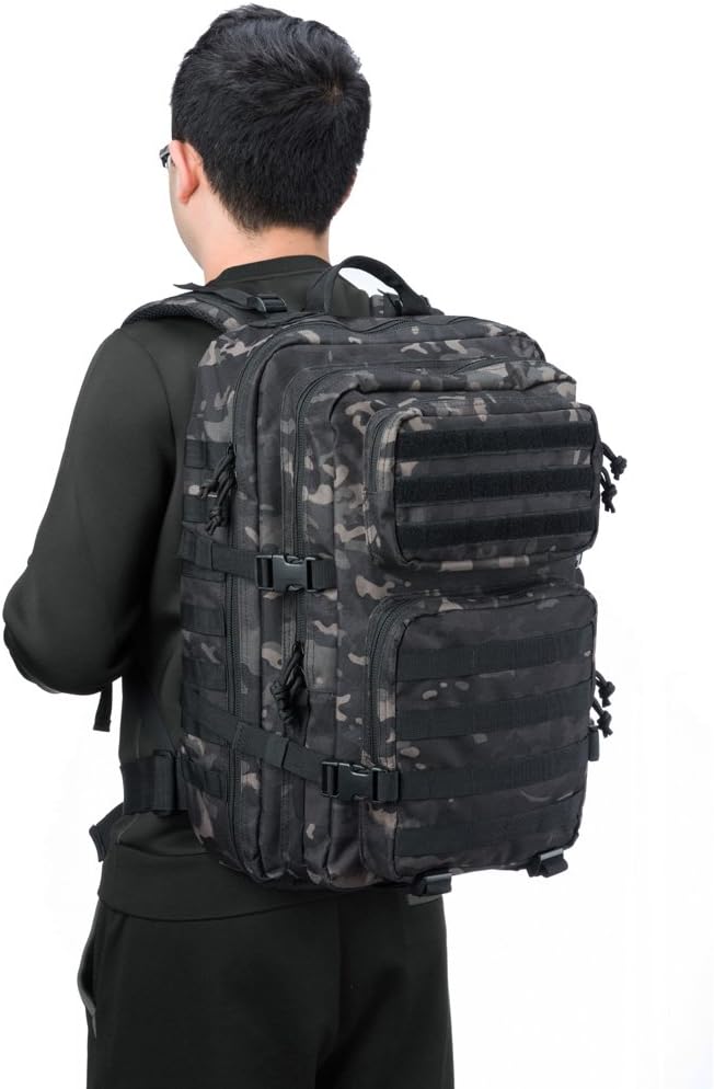 REEBOW GEAR Military Tactical Backpack for Men Large Army 3 Day Assault Pack Molle Bag Backpacks (Camo Black)