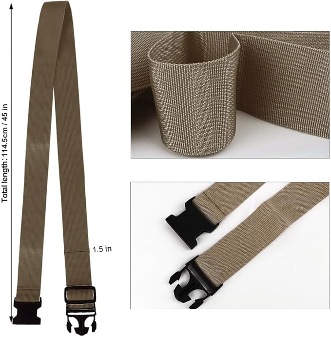 2Pack 45Inch Luggage Straps for Suitcases, Travel Connector for Carry On Bag, Add Bag to Connect Two Suitcases, Adjustable Belt Attachment Accessories for Connect Your 3 Luggages, Brown