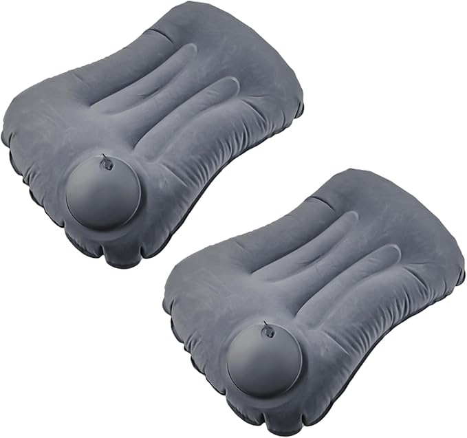 2 Pack 17 in Ultralight Inflatable Pillow Travel Pillow,Camping Pillow for Neck & Lumbar Support,Beach,Camping,Traveling,Hiking,Napping,Desk Rest(Gray)