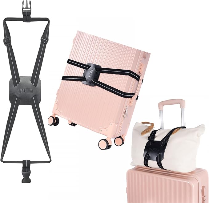 Luggage Straps for Suitcases, Travel Accessories to Connect Two Suitcase, Add A Bag Luggage Strap for Carry On Luggages Adjustable Buckle Belt (Black/Black-1pcs)