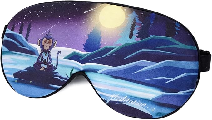 ALASKA BEAR Mulberry Silk Sleep Mask Luxury Cool and Lustrous Eye Cover for Sleeping Unisex(Monkey)