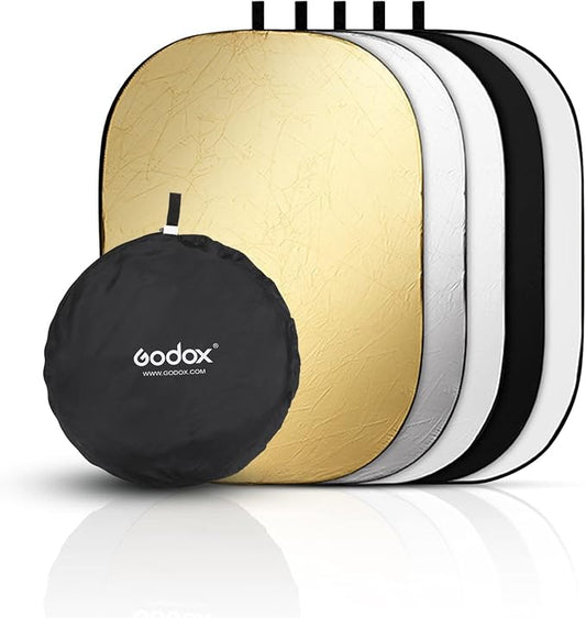 Godox 32"x47"/80x120cm Collapsible Oval Photography Light Reflector | 5-in-1 Multi-Disc Foldable Diffuser with Carrying Bag - Gold, Silver, Black, White, Translucent for Studio & Outdoor Lighting