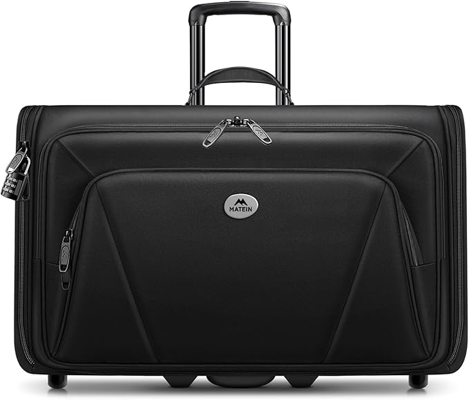 MATEIN Rolling Garment Bags for Airline Travel, Wheeled Carry On Garment Bag with Wheels & 2 Packing Cubes, Wrinkle Free Business Suit Luggage Suitcase Fits 17.3" Laptop for Men Women, Black
