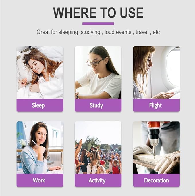 LYSIAN Slim Size Foam Ear Plugs for Small Ear Canals Women, Kids, 100 Pairs, 35dB SNR Noise Canceling Earplugs for Sleeping, Work and Study (Purple)