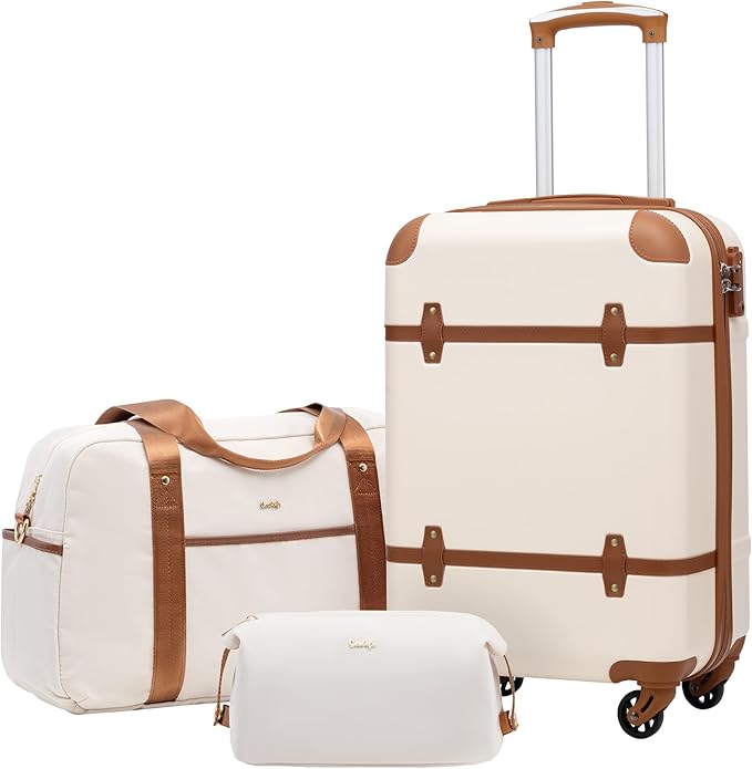 Coolife Luggage Set 3 Piece Suitcase Set Carry On Luggage PC Hardside Luggage TSA Lock Spinner Wheels Telescopic Handle