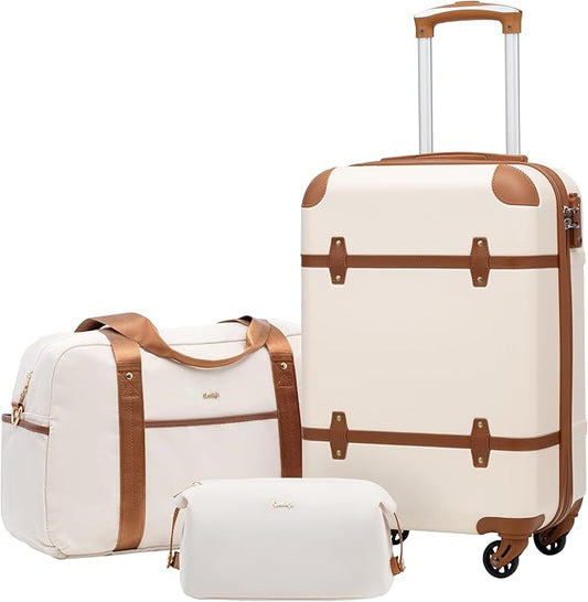 Coolife Luggage Set 3 Piece Suitcase Set Carry On Luggage PC Hardside Luggage TSA Lock Spinner Wheels Telescopic Handle
