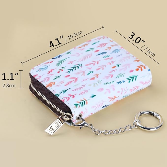 FurArt Zipper Wallet Women, RFID Blocking Credit Card Wallet, Business Card Holder, Compact Size KeyChain Wallet