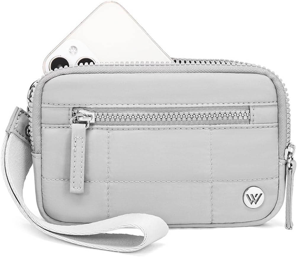 WESTBRONCO Wristlet Wallets for Women – RFID Blocking Quilted Nylon Phone Wallet, Card Holder Purse for Travel & Everyday Use