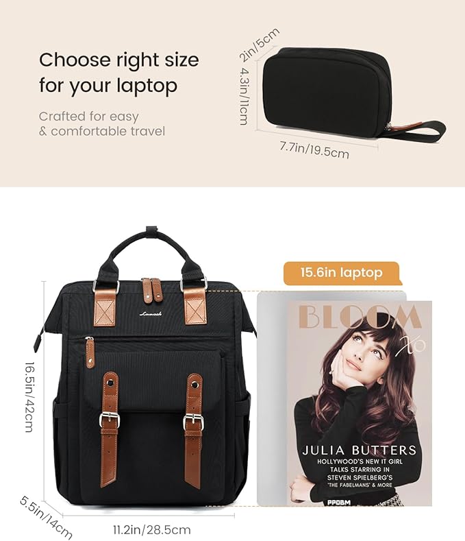 LOVEVOOK Laptop Backpack for Women, Teacher Nurse Work Laptop Bag, Waterproof Travel Backpack Purse, Business Computer Back Pack, Cute Bookbag College Student Gift Nursing School Backpack, 15.6 Inch