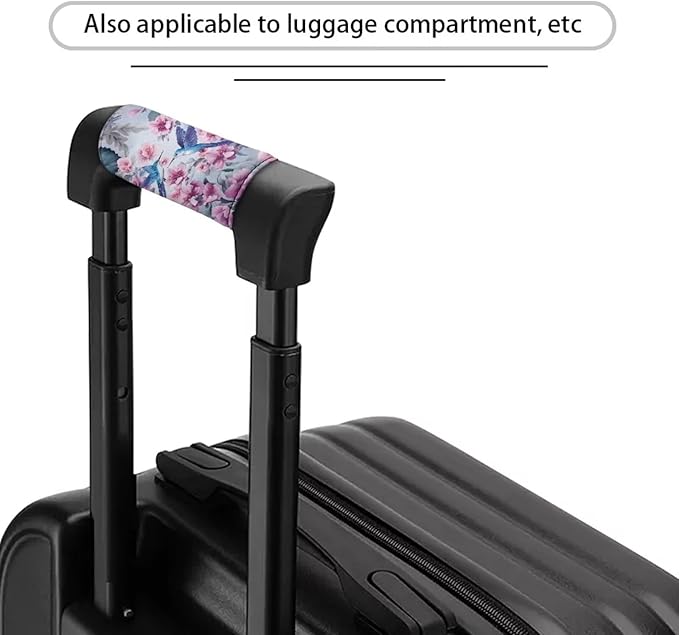 BIGCARJOB 2 Pcs Hummingbird Flower Pink Luggage Handle Wraps, Universal Size, Polyester Material, Protects Hands & Car Handles, Easy Identification, 2 Count