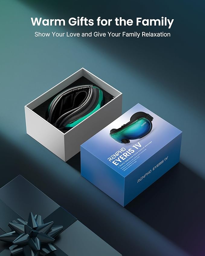 RENPHO Eye Massager with Heat, Birthday Gifts for Women Men Her, Eyeris 1 Heated Sleep Mask, Eye Care, Headache Massager for Migraines with Bluetooth Music