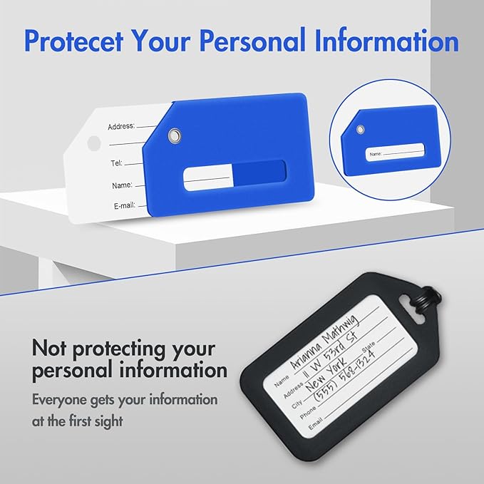 Luggage Tag for Suitcases, Quickly Spot 8 Pack Luggage Identifier Tags, Travel Accessories Name Tags for Backpacks, Suitcases, Travel Bags, Baggage, Cruise - Flexible Silicone (Blue)