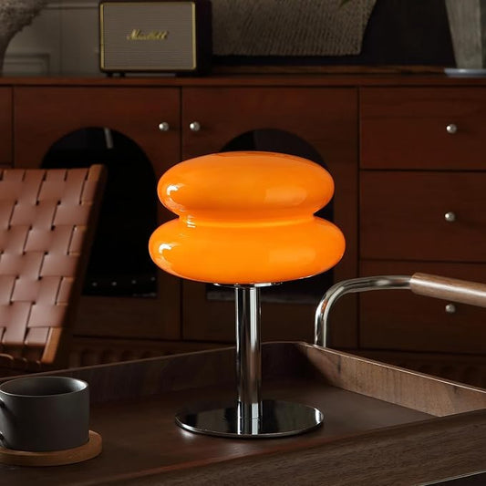 Glivpny Mushroom Table Lamp, Mid Century Modern Decor Lamp(Orange) | Cool Desk Lamps for Bedroom,Vintage Dimmable Bedside Small Cute Lamps, House Warming Gifts New Home Decor