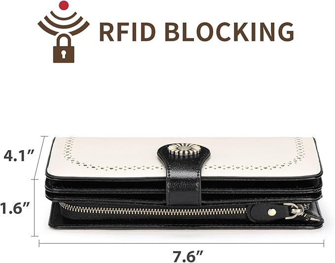 SENDEFN Wallets for Women Leather Credit Card Holder with RFID Blocking Large Capacity Wristlet | with RFID Blocking, Large Capacity, Wristlet, with RFID Blocking, Large Capacity, Wristlet