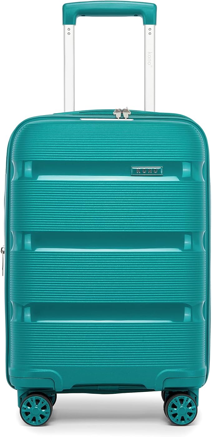 Kono Carry On Luggage 20 Inch Expandable 22x14x9 Airline Approved Hard Shell Travel Trolley 4 Spinner Wheels Lightweight Polypropylene Suitcase with TSA Lock, Turquoise