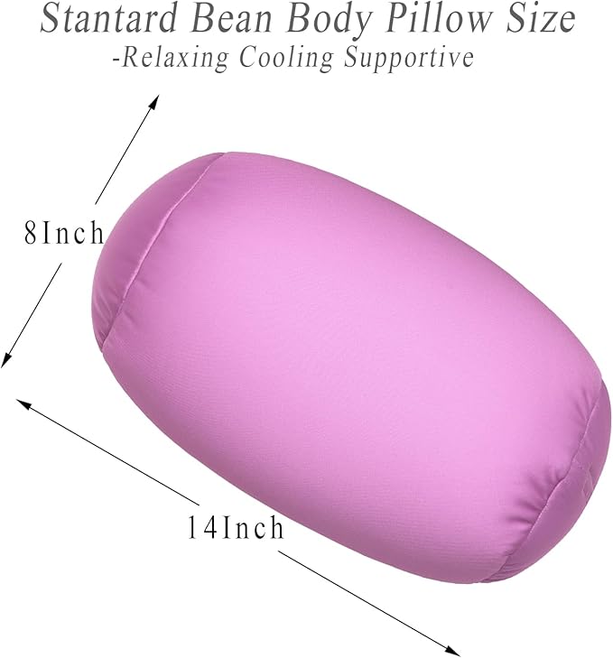 Squishy Neck Pillow, 7Inch x 12Inch Soft Travel Body Bed Pillow Bean Pillow for Kids Adult Chair Sleeping Car Seat, Fun Dormroom (Purple)