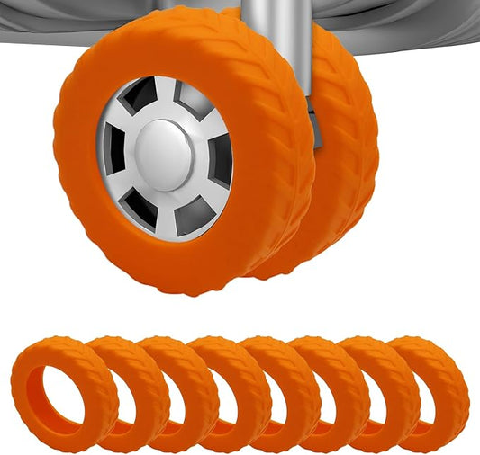 8Pcs Luggage Wheel Covers,Silicone Suitcase Cover for 2-2.4'' Spinner Wheel, Carry On Luggage Wheels Protector,Upgrade Suitcase Wheels Protective,Essential Travel Accessories (Orange-L)