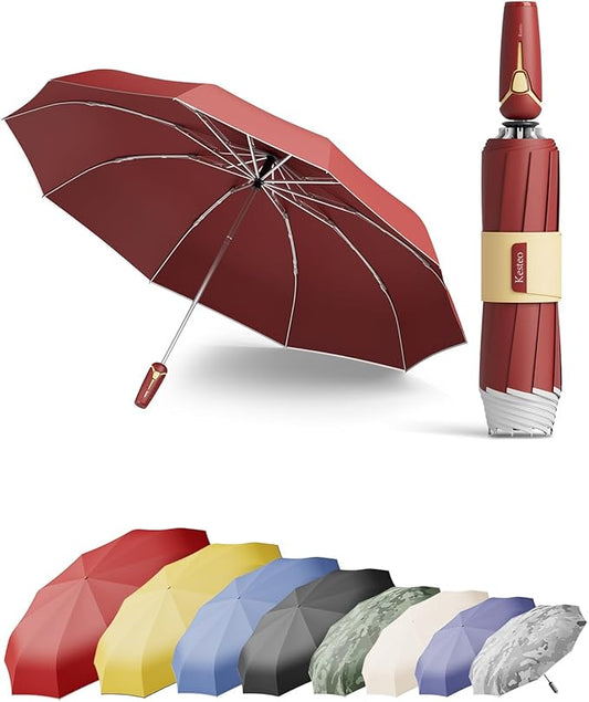 Windproof Travel Umbrella for Rain, Withstand 85MPH Winds, 54 Inch Automatic Reverse Fold Umbrellas Easy Auto Open Close, Portable Compact Umbrella Includes Cover Bag, Perfect for Travel, Car, Commute, Women Men, Backpack