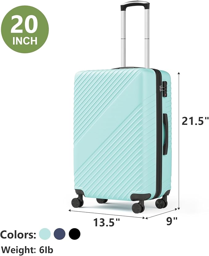 20 Inch Carry On Luggage, ABS Hardside Suitcase with Spinner Wheels, Airline-Approved Cabin Luggage with TSA Security Lock, Expandable Travel Suitcase for Flights, Business Trips & Weekend Vacations