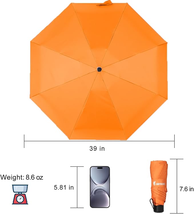 GAOYAING Compact Travel Umbrella with Case Sun&Rain Lightweight Small and Compact Suit for Pocket