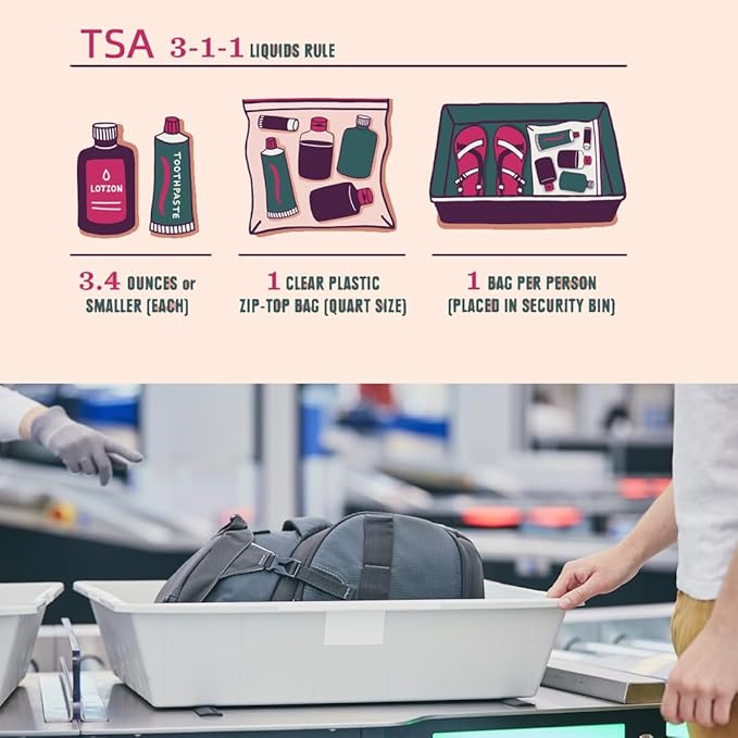 Clear Toiletry Bag, 3 Packs TSA Approved Water resistant Travel Organizer, Airport Airline Travel Essential Carry On Makeup Cosmetic Bags for Women, White - 3 packs