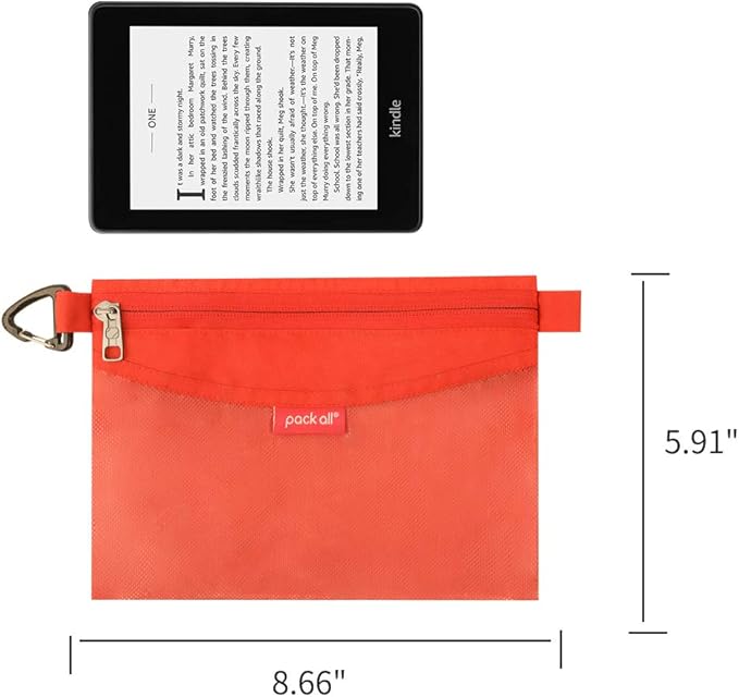 pack all Water-resistant Material Zipper Pouch, Mesh Zipper Bags for Storage, Travel, Office (Orange, Small)
