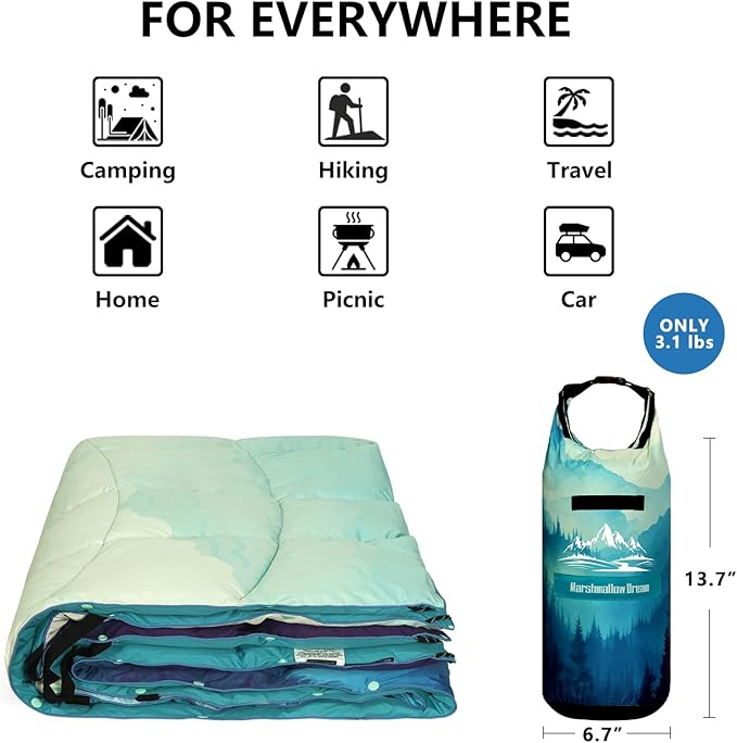 Camping Blanket, Puffy Blankets Lightweight Windproof Resistant for Outdoors,Hiking, Backpacking,Car,Picnic,Stadium