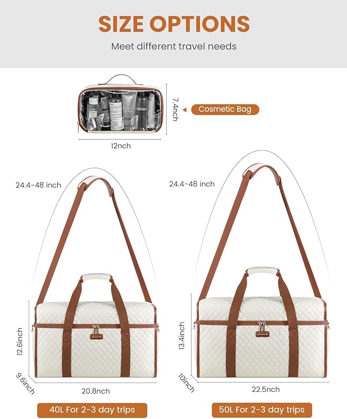 LOVEVOOK Travel Duffle Bag - Weekender & Overnight Bag with Toiletry & Wet Pocket, Carry-On Size, 3pc Set