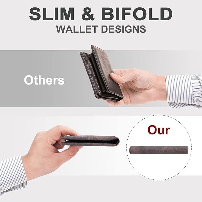 Chelmon Slim Wallet for Men ID Window with RFID Blocking Front Pocket Minimalist Bifold Bussiness Card Holder Gift for Men