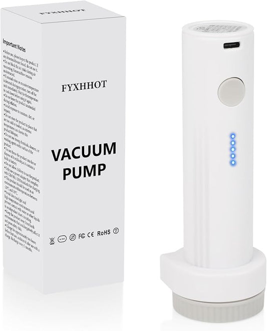 Cordless Electric Vacuum Pump for Vacuum Storage Bags Travel, Travel Air Pump, Portable USB Rechargeable Seal & Compression Bag Pump Space Saver for Clothes, Blankets & Bedding (Without Storage Bags)