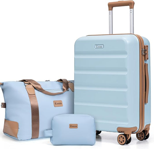 Luggage Sets 3 Piece,Suitcases with Wheels,Carry On Luggage Set,ABS Hard Case Luggage with TSA Lock Spinner Wheels(3 Piece Sets,Blue(20"/DB/TB))