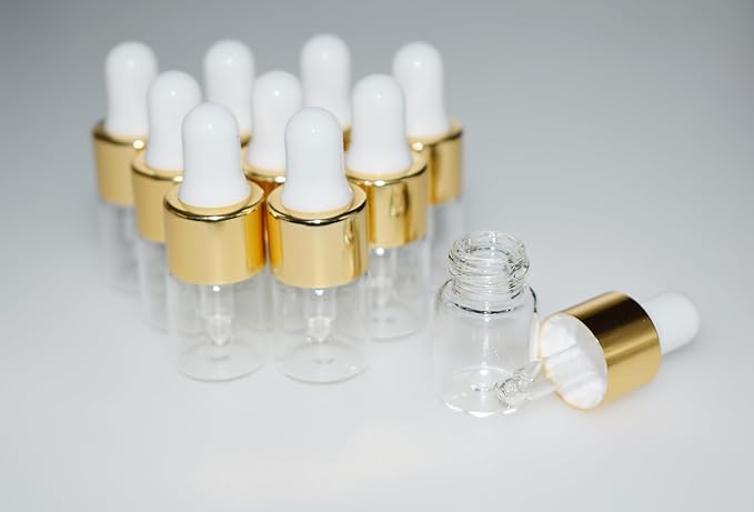 Small Dropper Bottle, 10pcs 2ml Mini Sample Dropper Bottles Mini Makeup Containers for Travel Liquids Tiny Glass