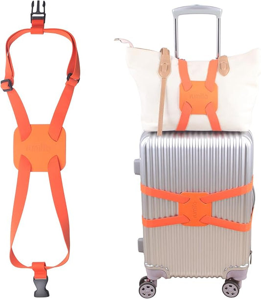 Luggage Straps Bag Bungee， Luggage Straps Suitcase Adjustable Belt，Add a Bag Easy to Travel Suitcase Elastic Strap Belt (Orange Luggage strap-1PCS)
