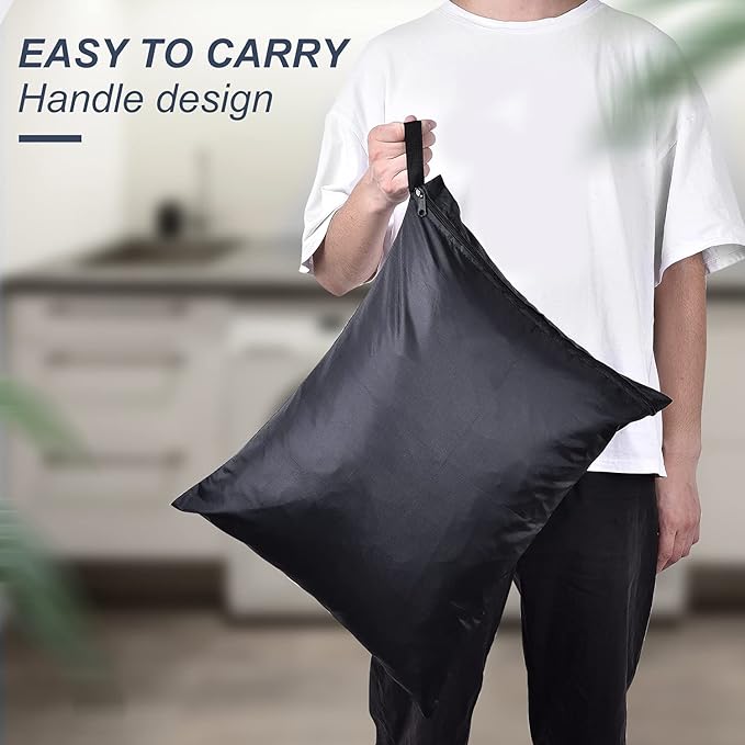 OTraki 2 Pack Laundry Bags 16x20 inch Wet Dry Bag for Swimsuit and Towels Medium Travel Dirty Clothes Bag Machine Washable Laundry Sack for Gym Beach Drying Do Not Exceed 176℉ Black