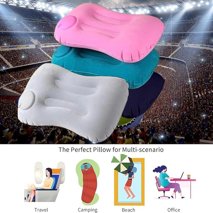 OULIGET Portable Lightweight Mini Inflatable Pad,Stadium Booster Seat Bleacher Cushion,Foldable Waterproof Sitting Pad to Raise Height for Outdoor Camping Hiking Beach Office (Dark Blue)