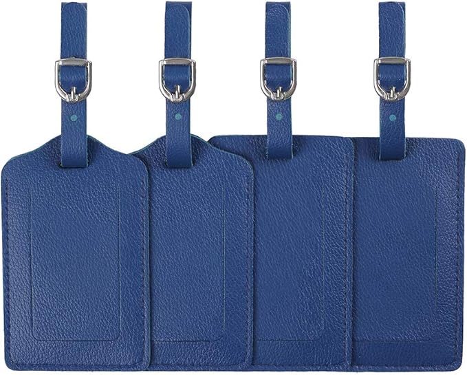 Luggage Tags, Leather Personalized Suitcase Tag Set Luggage id Tags Labels Travel Accessories-Set of 4
