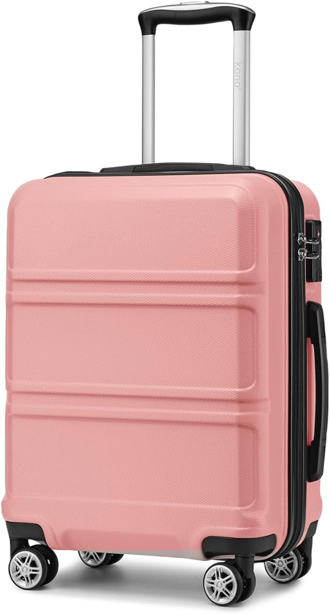 Kono 20'' Carry on Luggage with Spinner Wheel TSA Lock, Lightweight PC+ABS Hardside Luggage Small Carry on Suitcase Nude