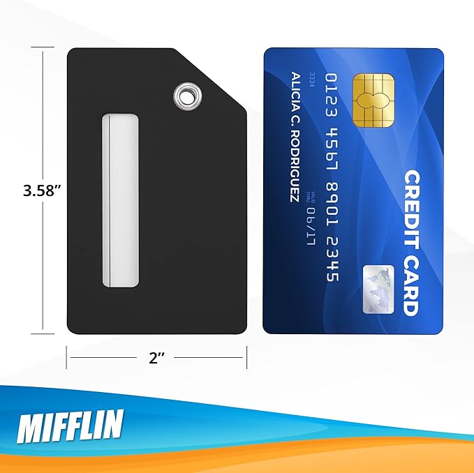 Mifflin-USA Silicone Luggage Tags (Black, 2 Pack) with Plane Embedded Design & Name ID Card; Bright Colors to Quickly Find Your Bag