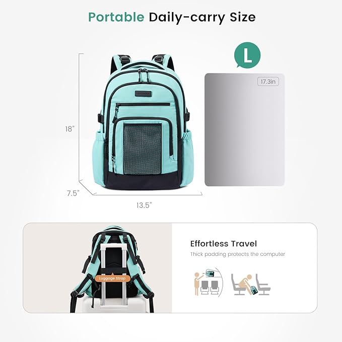 LOVEVOOK Laptop Backpack for Women with Large Cup Holder,17.3 Inch Work Computer Bag with Chest Buckle Back Pad Shoulder Buckle,Waterproof Business Backpack College Teacher Bag for Gift Travel