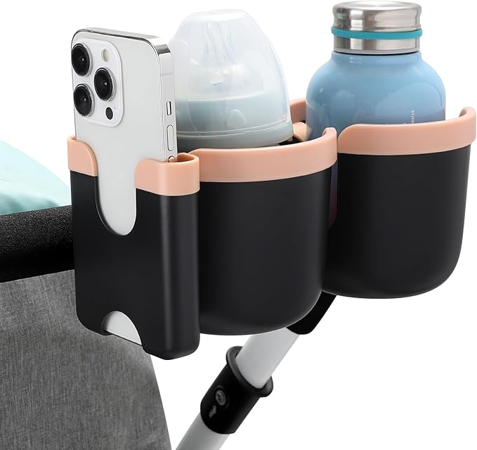 Accmor Stroller Cup Holder with Phone Holder, Bike Cup Holder, Universal Cup Holder for Uppababy Nuna Doona Strollers, 2-in-1 Cup Phone Holder for Stroller Bike Wheelchair Walker Accessory