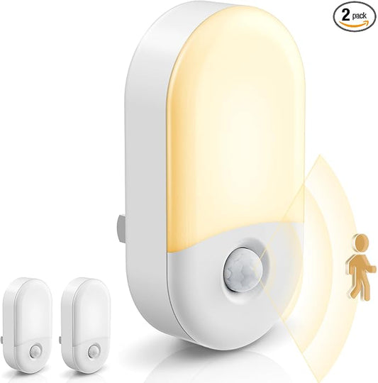 L LOHAS LED Motion Sensor Night Light, Motion Sensor Light Indoor, 30/60LM | Night Lights Plug into Wall Motion Sensor, 3000K Warm White, Motion Activated Nightlights, Kids Adults Bathroom Bedroom 2Pack